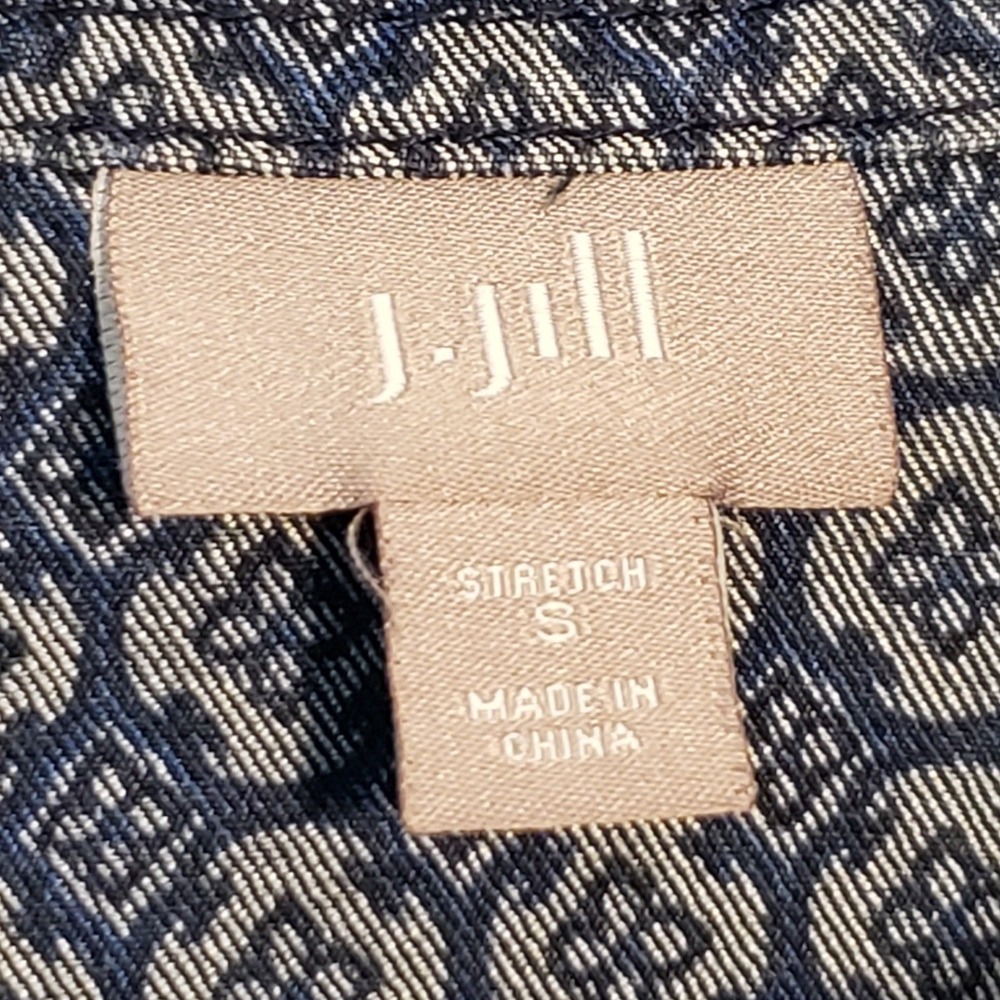 J. Jill Womens S Utility Barn Jacket Dark Indigo Blue Denim Stretch Chore Coat - Picture 2 of 11